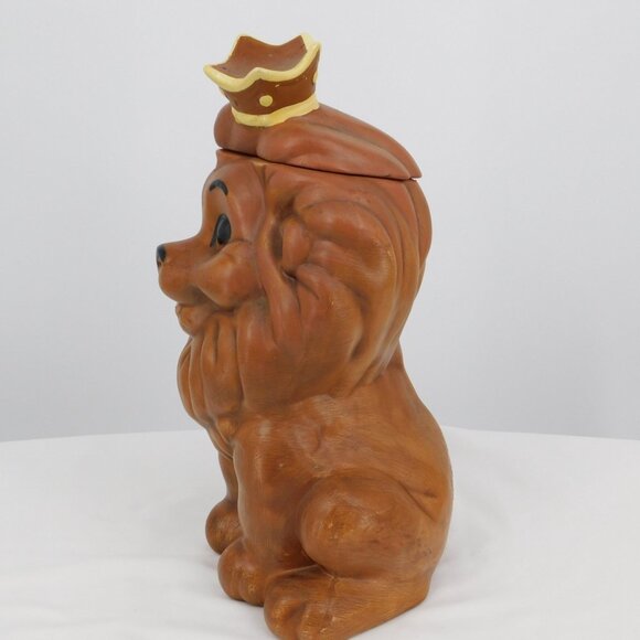 Twin Winton Brownish Orange Lion King Cookie Jar With Lid Vintage 13" Tall FLAW - Picture 2 of 10
